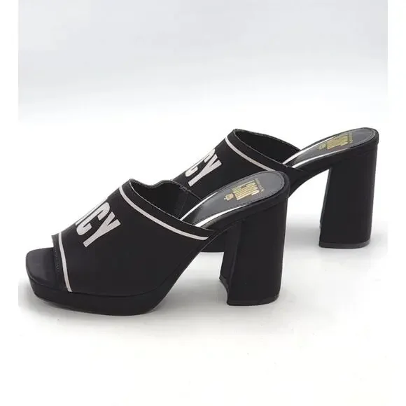 Juicy Couture Juicy Girly Womens Size 8.5 M Heeled Sandals Black White Logo - Picture 9 of 16